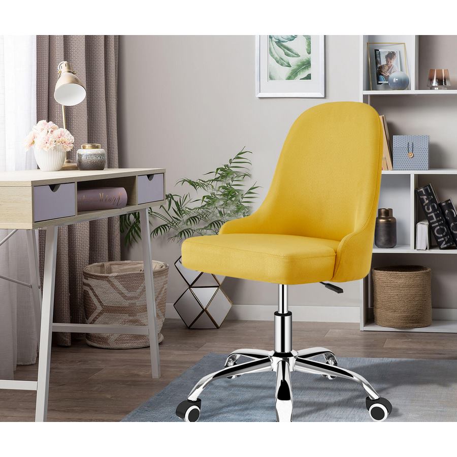 Poltroncina girevole Abby in lino colore giallo