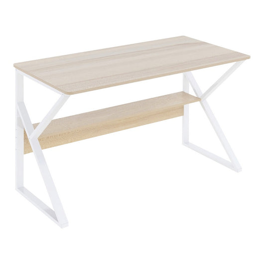 Scrivania in metallo con piano in legno 120x60 cm bianco