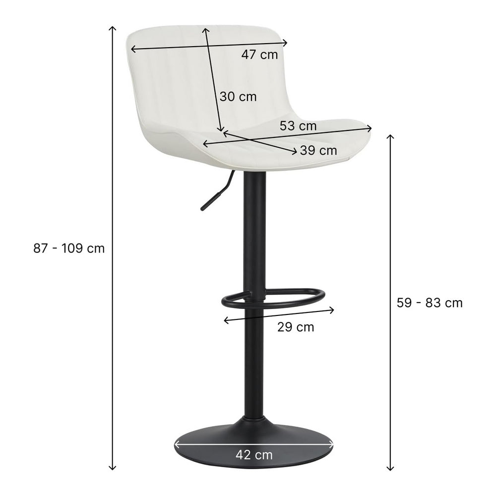 Set 2 Sgabelli alti da Bar 55x51x90/110 cm in Similpelle Bianco