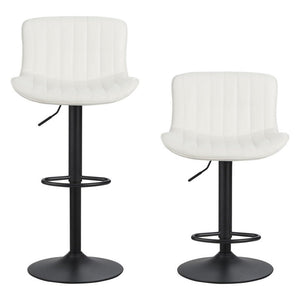 Set 2 Sgabelli alti da Bar 55x51x90/110 cm in Similpelle Bianco