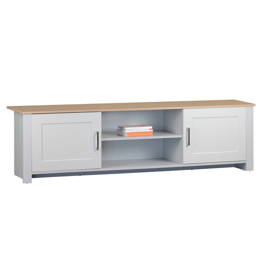 Mobile tv moderno grigio con top in legno 120x50x40 cm