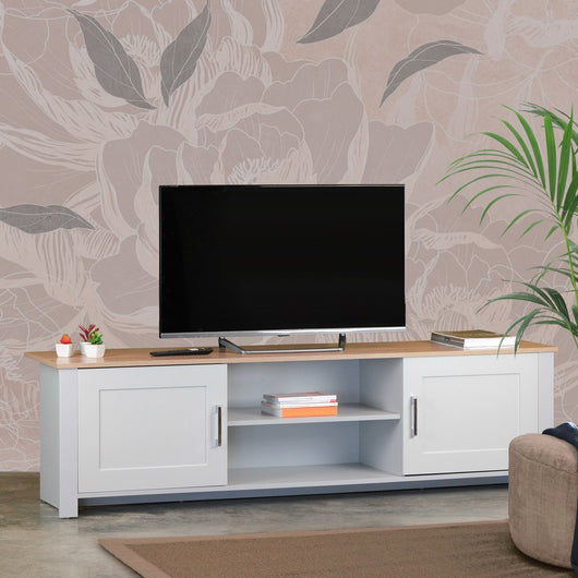 Mobile tv moderno grigio con top in legno 120x50x40 cm