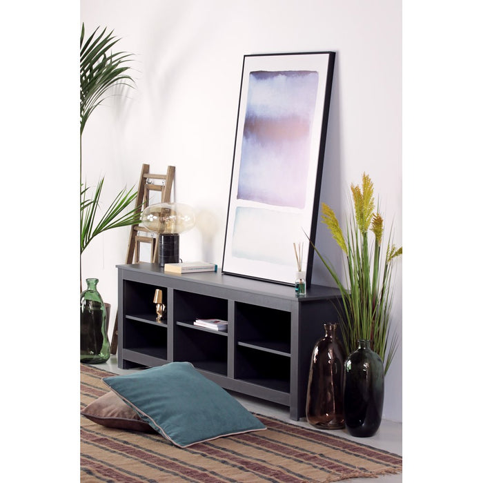 Mobile TV moderno in legno grigio scuro con 6 vani 180x42x60 cm