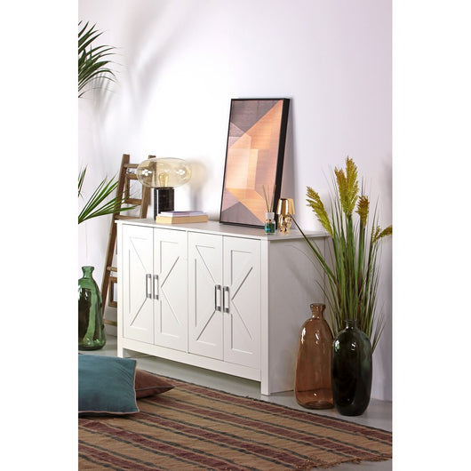 Credenza moderna bianca con 4 ante 150x40x80 cm