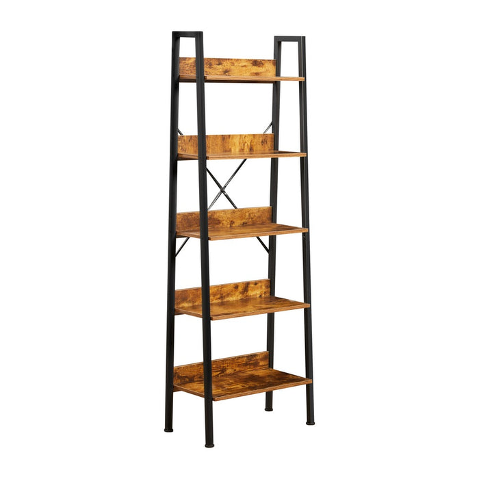 Libreria industrial in metallo nero e 5 ripiani in legno 60x30x170 cm