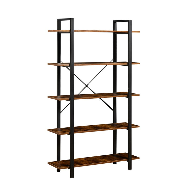 Libreria industrial con 5 ripiani in legno e metallo 105x335x1775 cm