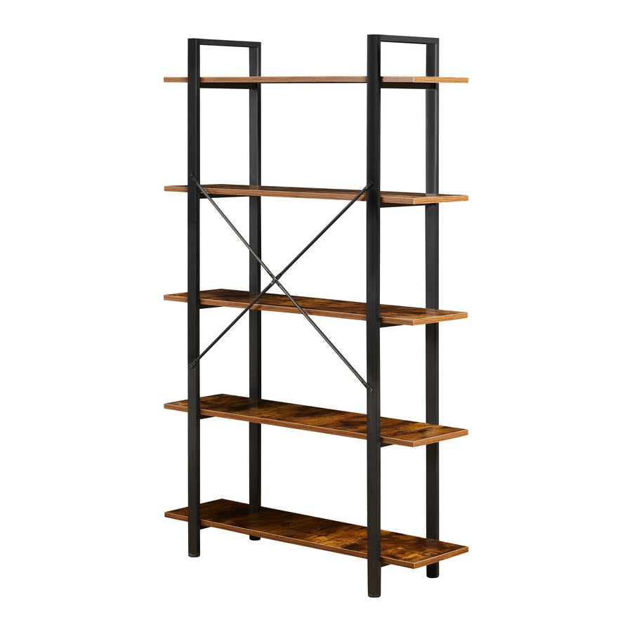 Libreria industrial con 5 ripiani in legno e metallo 105x335x1775 cm