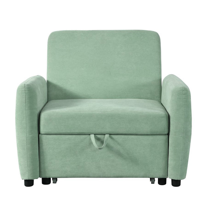 Pouf poltona letto Oulida in tessuto verde acqua con braccioli 95x107x87 cm