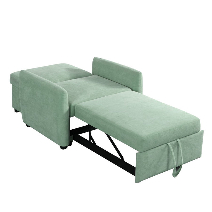 Pouf poltona letto Oulida in tessuto verde acqua con braccioli 95x107x87 cm