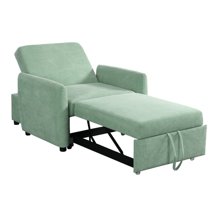 Pouf poltona letto Oulida in tessuto verde acqua con braccioli 95x107x87 cm