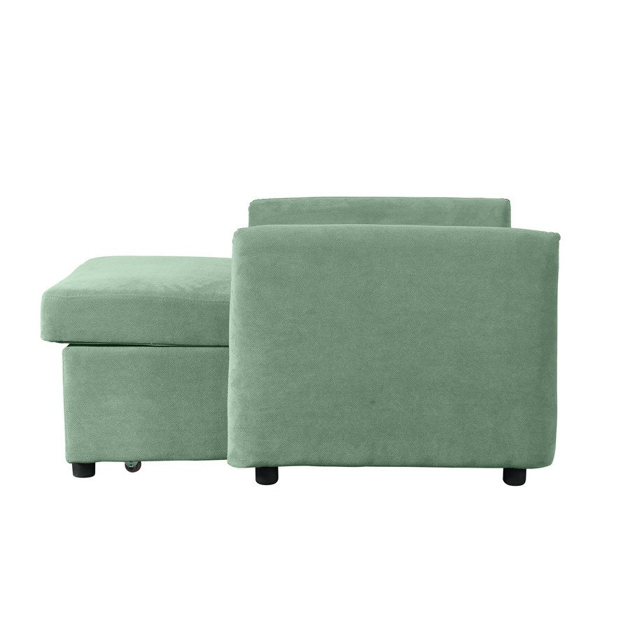 Pouf poltona letto Oulida in tessuto verde acqua con braccioli 95x107x87 cm