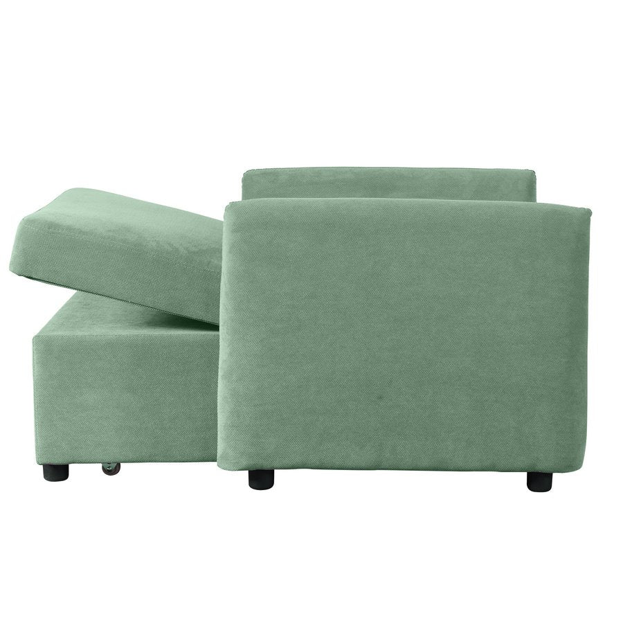 Pouf poltona letto Oulida in tessuto verde acqua con braccioli 95x107x87 cm