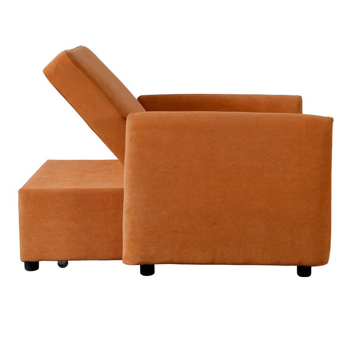 Pouf poltona letto Oulida in tessuto arancio con braccioli 95x107x87 cm