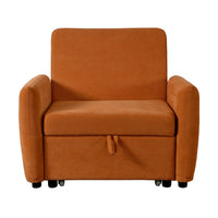 Pouf poltona letto Oulida in tessuto arancio con braccioli 95x107x87 cm