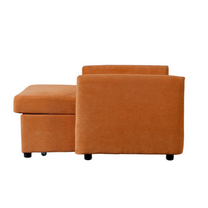 Pouf poltona letto Oulida in tessuto arancio con braccioli 95x107x87 cm