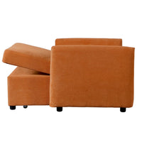 Pouf poltona letto Oulida in tessuto arancio con braccioli 95x107x87 cm