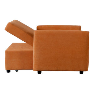 Pouf poltona letto Oulida in tessuto arancio con braccioli 95x107x87 cm