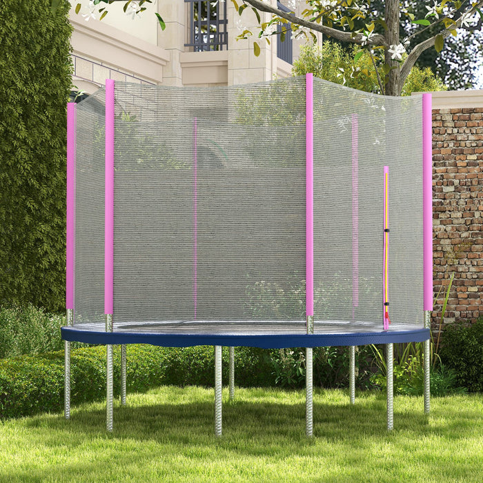 Rete di Protezione per Trampolini a 6 Pali con Ingresso con Cerniera Ø305x180 cm in PE Nero e Rosa