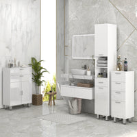 Mobiletto Bagno 4 Cassetti 30x30x93 cm in Truciolato Bianco