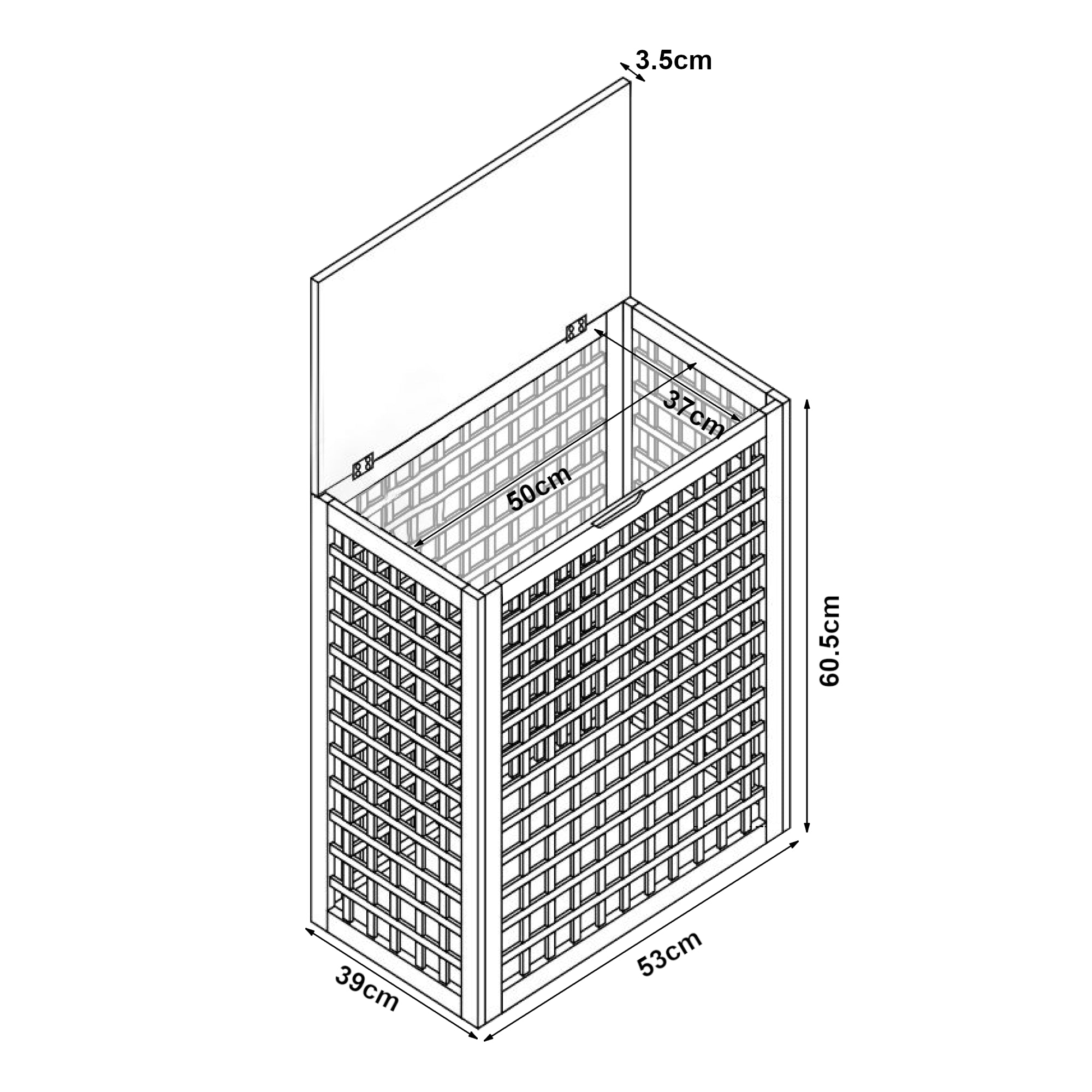 Cesto Portabiancheria Vimmerby in Bambù con Sacco Rimovibile Capienza 2x 48 L [en.casa]