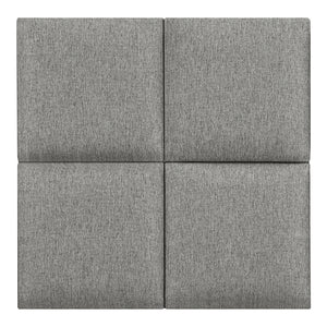 Set Carpino di 4 Pannelli Murali Imbottiti Rivestiti in Tessuto Grigio Chiaro 30x30 cm [neu.haus]