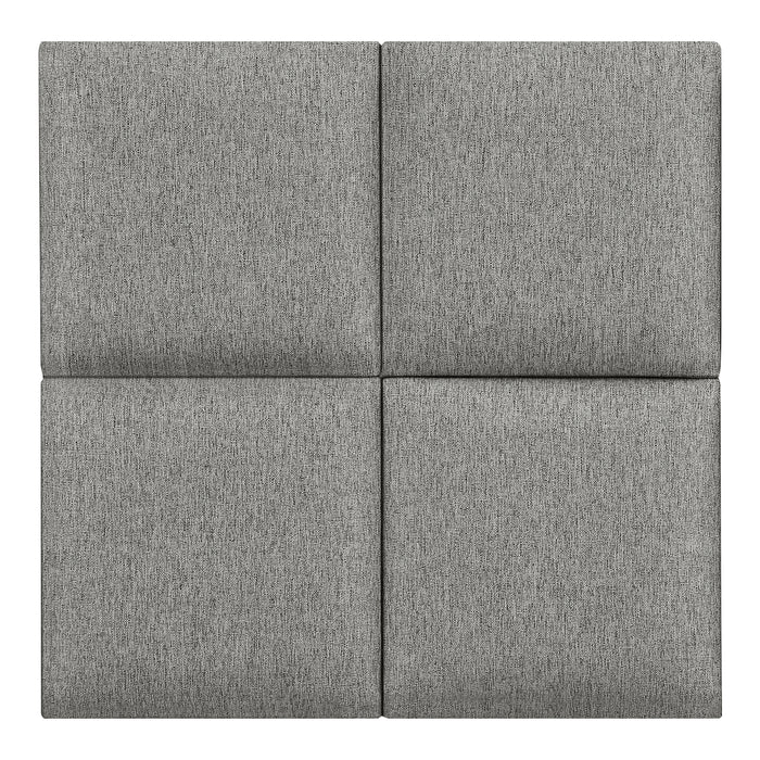 Set Carpino di 4 Pannelli Murali Imbottiti Rivestiti in Tessuto Grigio Chiaro 30x30 cm [neu.haus]