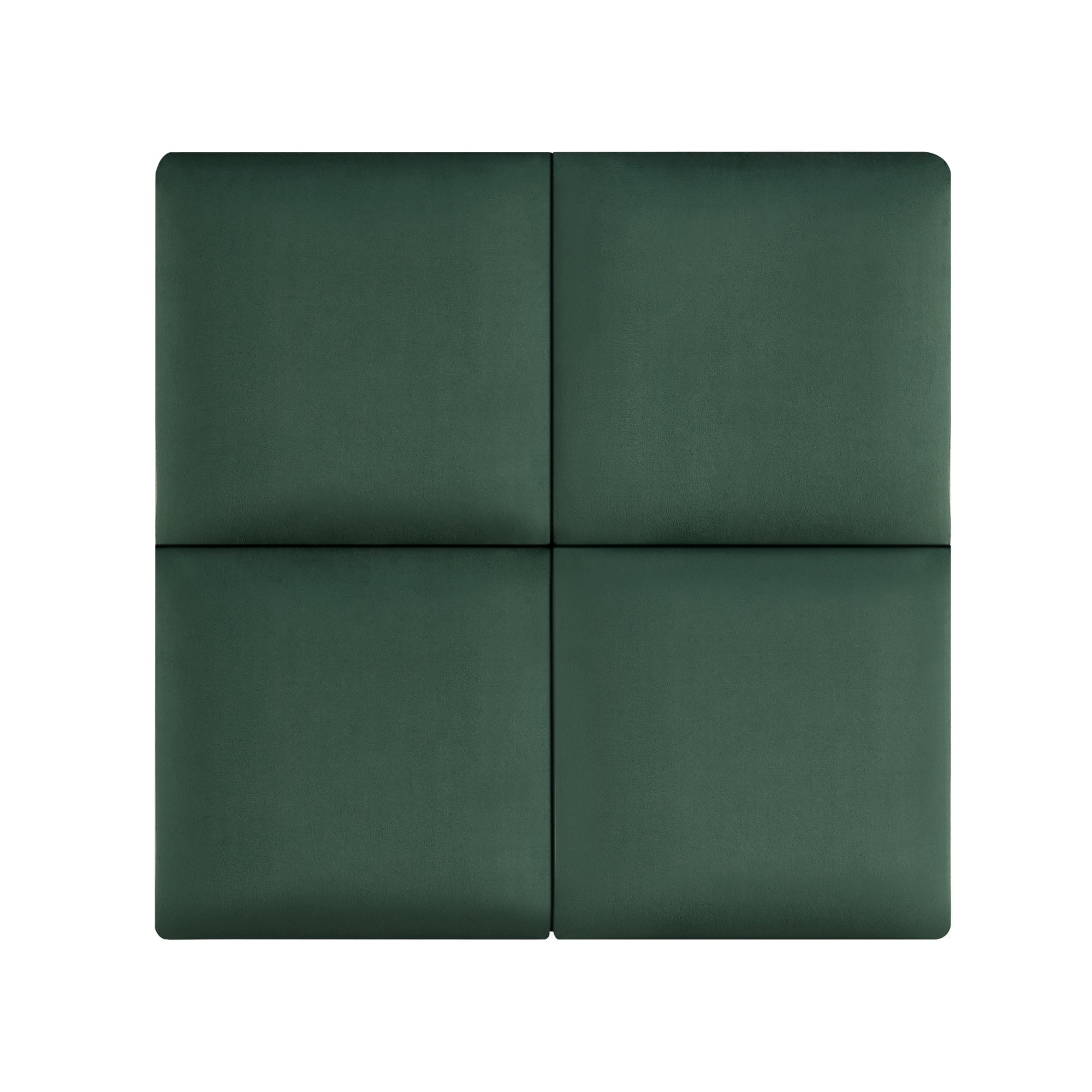 Set Carpino di 4 Pannelli Murali Imbottiti Rivestiti in Tessuto Velluto Verde Scuro 30x30 cm [neu.haus]