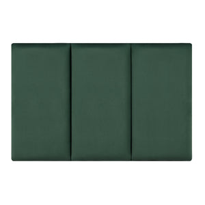 Set Carpino di 3 Pannelli Murali Imbottiti Rivestiti in Tessuto Velluto Verde Scuro 60x30 cm [neu.haus]