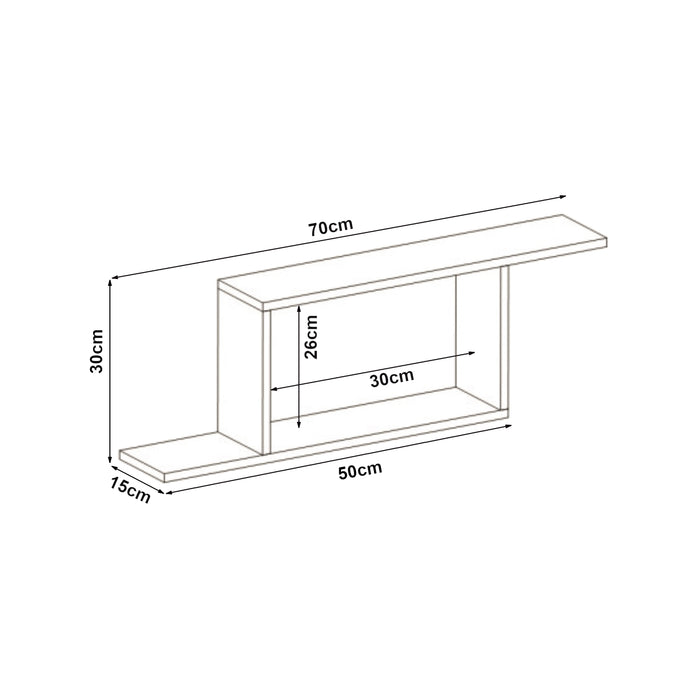 Scaffale da Parete Hagfors con 2 Ripiani e Scomparto 70 x 15 x 30 cm Wengé [en.casa]