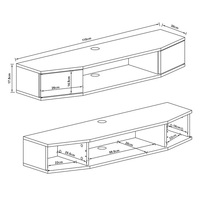 Mensola TV Tørring Sospesa a Muro 17,5 x 110 x 30 cm Nero [en.casa]