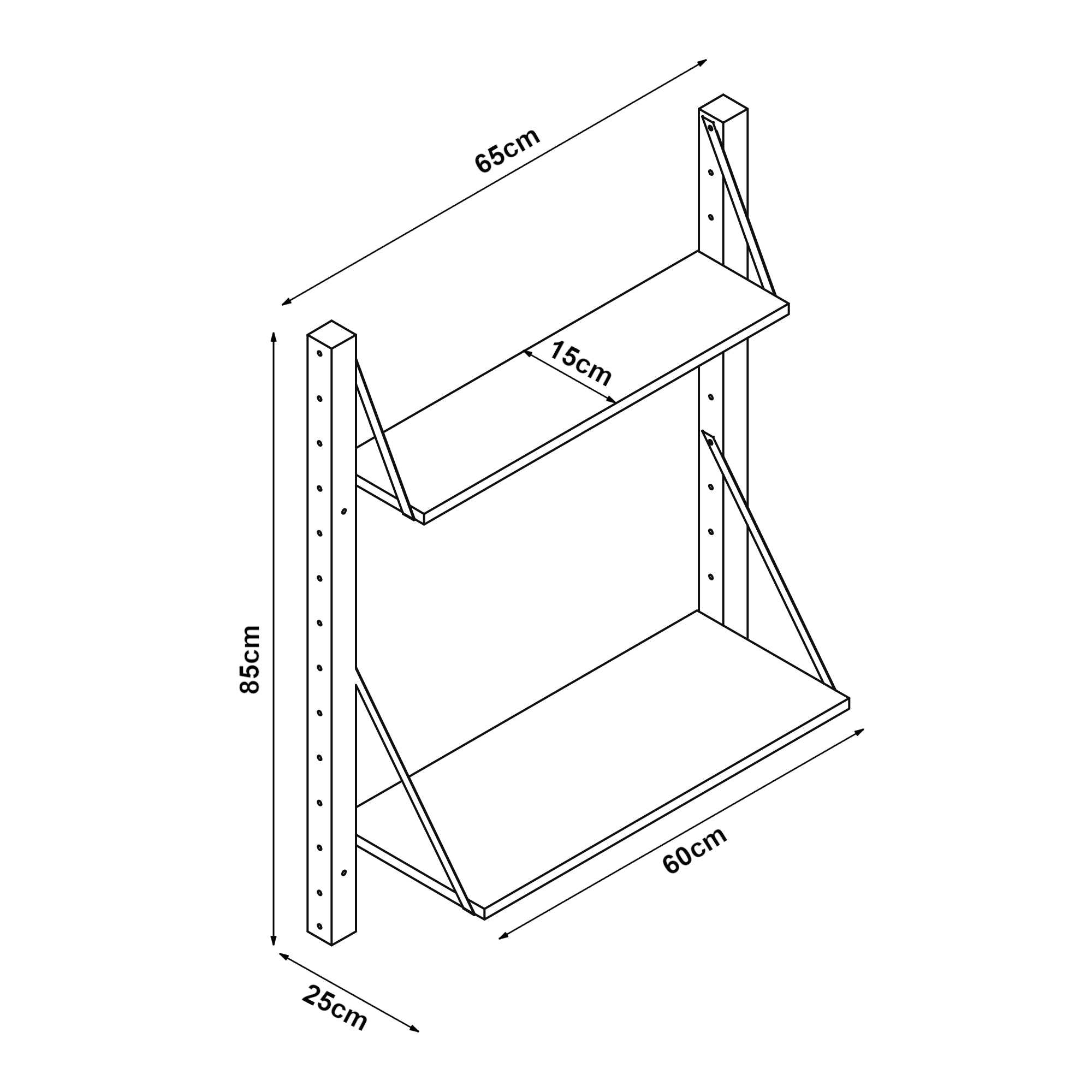 Scaffale da Parete Tingvoll in Bambù 85 x 65 x 25 cm - Naturale [en.casa]