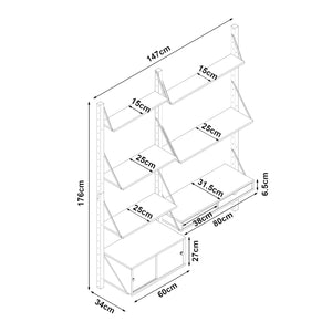 Scaffale da Parete Tingvoll in Bambù 176 x 147 x 34 cm - Naturale [en.casa]