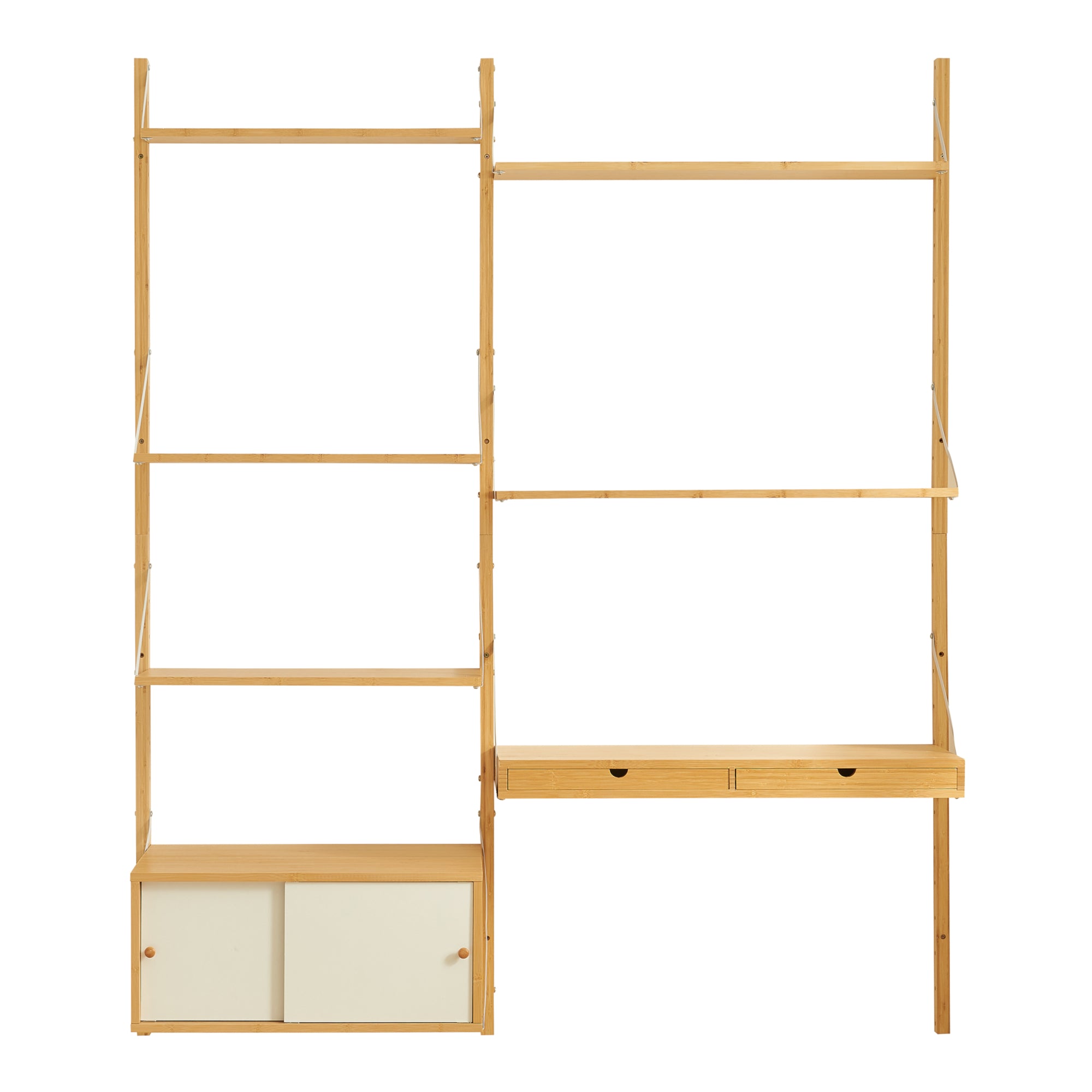 Scaffale da Parete Tingvoll in Bambù 176 x 147 x 34 cm - Naturale [en.casa]