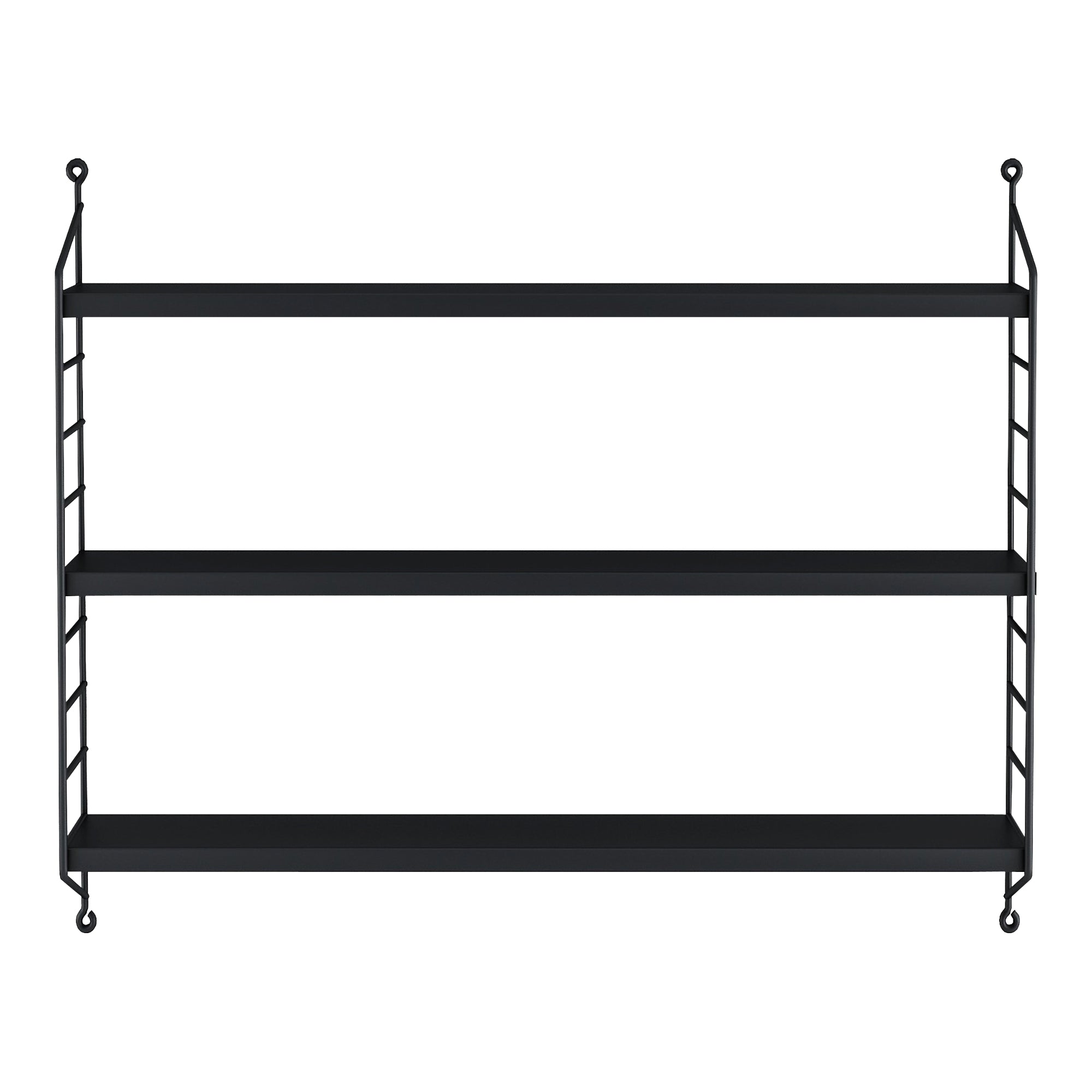 Set di 3 Scaffali da Parete Strà¤ngnà¤s a 3 Ripiani Regolabili  50 x 60 x 15 cm Acciaio Nero [en.casa]