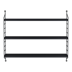 Set di 3 Scaffali da Parete Strà¤ngnà¤s a 3 Ripiani Regolabili  50 x 60 x 15 cm Acciaio Nero [en.casa]