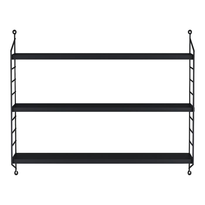 Set di 3 Scaffali da Parete Strà¤ngnà¤s a 3 Ripiani Regolabili  50 x 60 x 15 cm Acciaio Nero [en.casa]