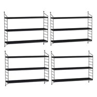 Set di 4 Scaffali da Parete Strà¤ngnà¤s a 3 Ripiani Regolabili  50 x 60 x 15 cm Acciaio Nero [en.casa]