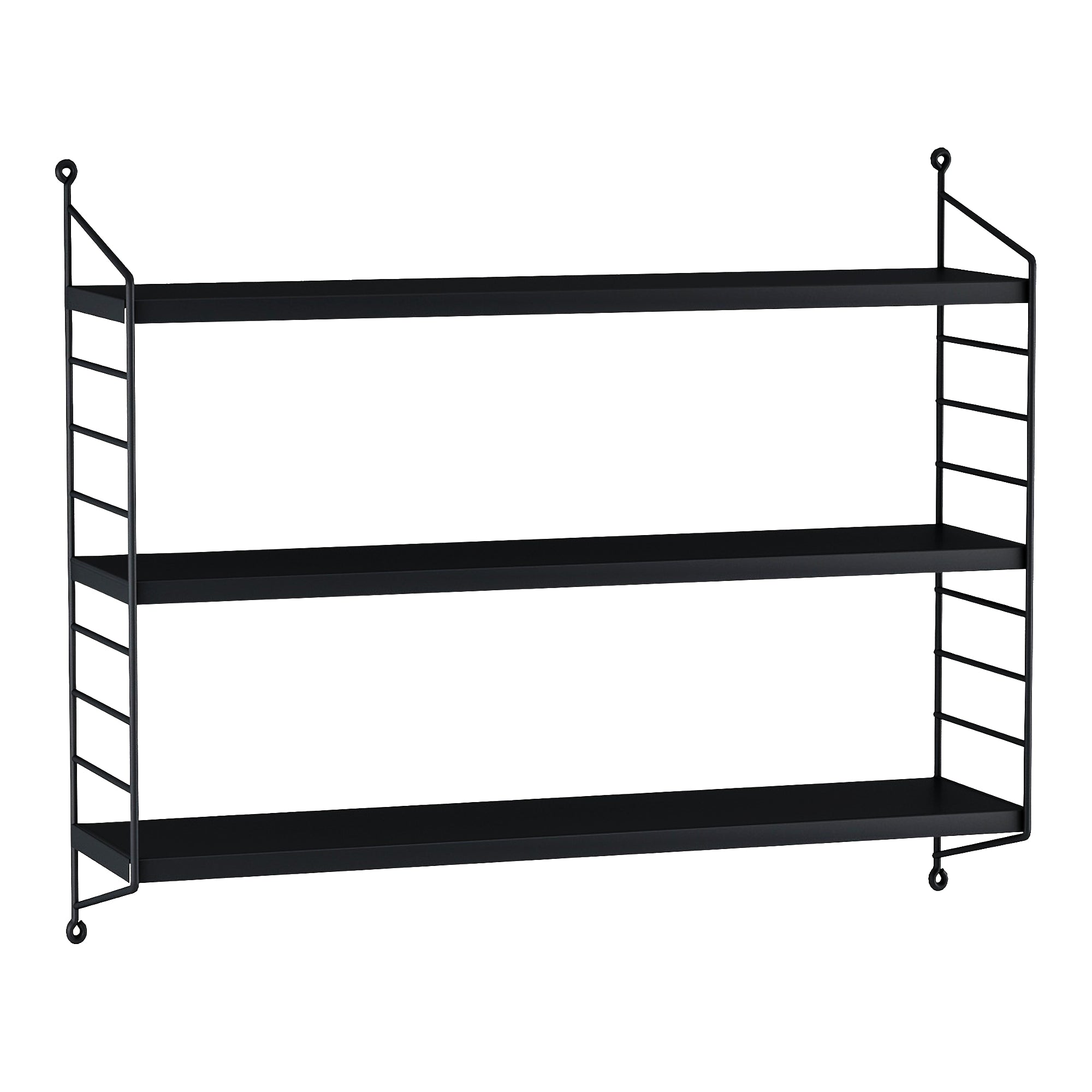 Set di 2 Scaffali da Parete Strà¤ngnà¤s a 3 Ripiani Regolabili  50 x 60 x 15 cm Acciaio Nero [en.casa]