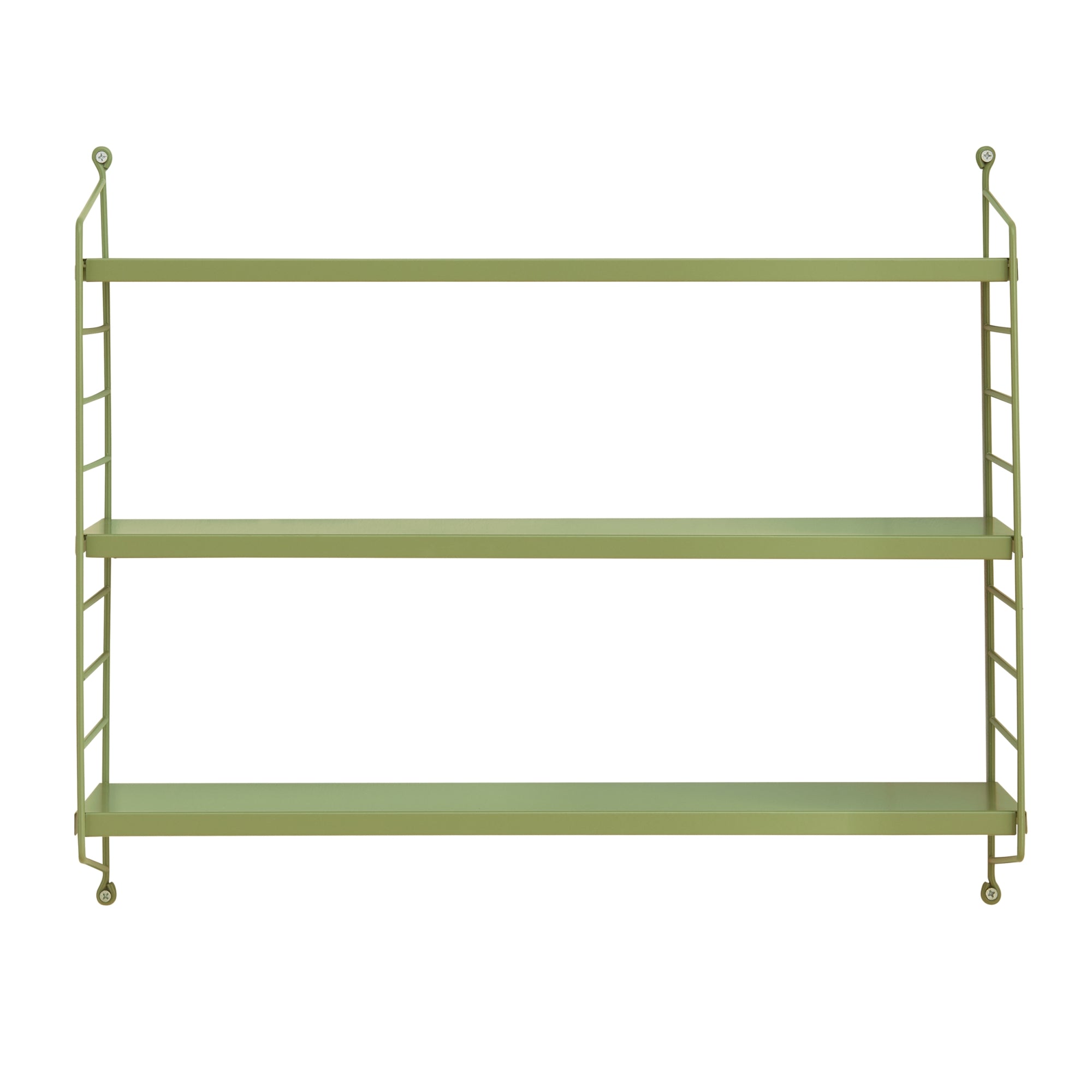 Scaffale da Parete Strängnäs a 3 Ripiani Regolabili 50 x 60 x 15 cm Acciaio Verde Oliva [en.casa]