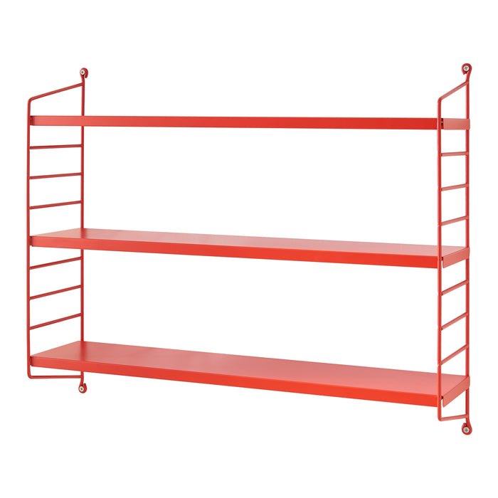 Set di 2 Scaffali da Parete Strà¤ngnà¤s a 3 Ripiani Regolabili  50 x 60 x 15 cm Acciaio Rosso [en.casa]