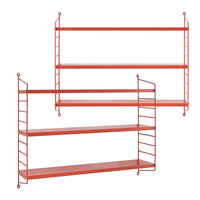 Set di 2 Scaffali da Parete Strà¤ngnà¤s a 3 Ripiani Regolabili  50 x 60 x 15 cm Acciaio Rosso [en.casa]