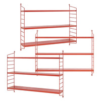 Set di 3 Scaffali da Parete Strà¤ngnà¤s a 3 Ripiani Regolabili  50 x 60 x 15 cm Acciaio Rosso [en.casa]