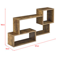 Mensola da Parete / da Muro con 3 Scomparti a Cubo/Rettangolo 87 x 18 x 54 cm Scaffale Pensile con Ripiani Portaoggetti