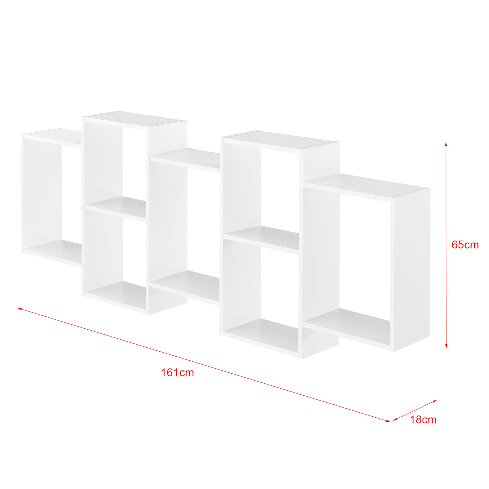 Mensola da Parete a 7 Scomparti 161 x 18 x 65 cm Consolle / Scaffale Pensile con Ripiani Portaoggetti Libreria da Muro -