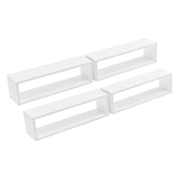 Set di 4 Mensole da Parete a Forma Rettangolare 59 x 14,5 x 17 cm 4 Scaffali da Muro con 2 Ripiani Portaoggetti - Bianco