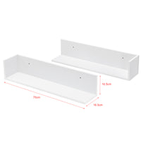 Set da 2 Mensole da Parete a Forma di L 75 x 16,5 x 16,5 cm 2 Consolle Pensili da Muro Libreria Portaoggetti - Bianco