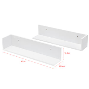 Set da 2 Mensole da Parete a Forma di L 75 x 16,5 x 16,5 cm 2 Consolle Pensili da Muro Libreria Portaoggetti - Bianco