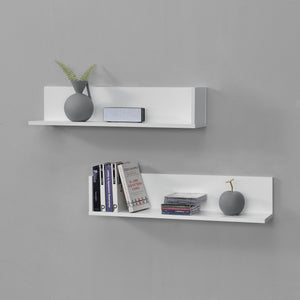 Set da 2 Mensole da Parete a Forma di L 75 x 16,5 x 16,5 cm 2 Consolle Pensili da Muro Libreria Portaoggetti - Bianco