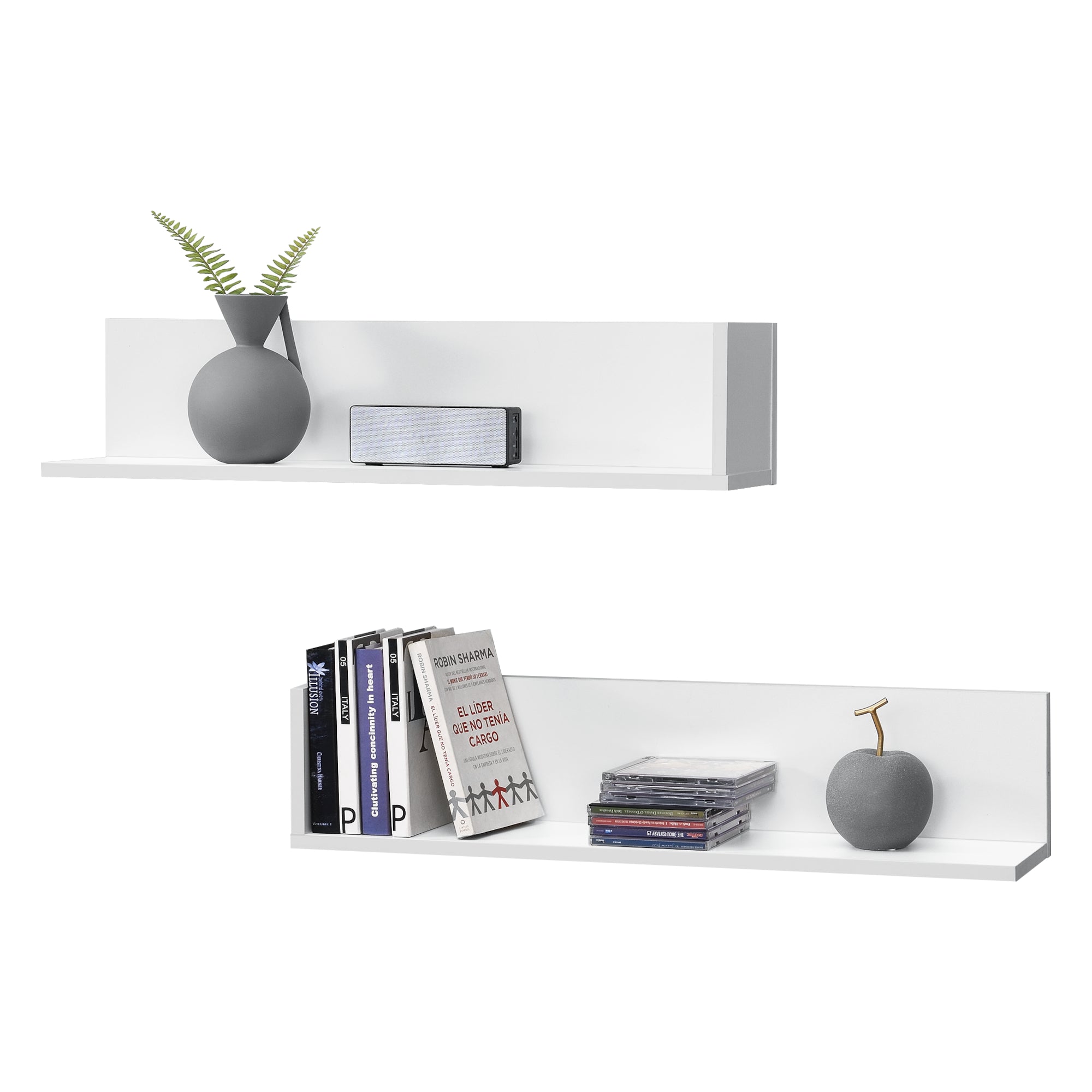 Set da 2 Mensole da Parete a Forma di L 75 x 16,5 x 16,5 cm 2 Consolle Pensili da Muro Libreria Portaoggetti - Bianco