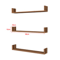 Set 'Hà¶ganà¤s' 3 Mensole da Muro - Consolli Pensili con Piano d'Appoggio a Forma di U - Largo 90 cm - Effetto Noce